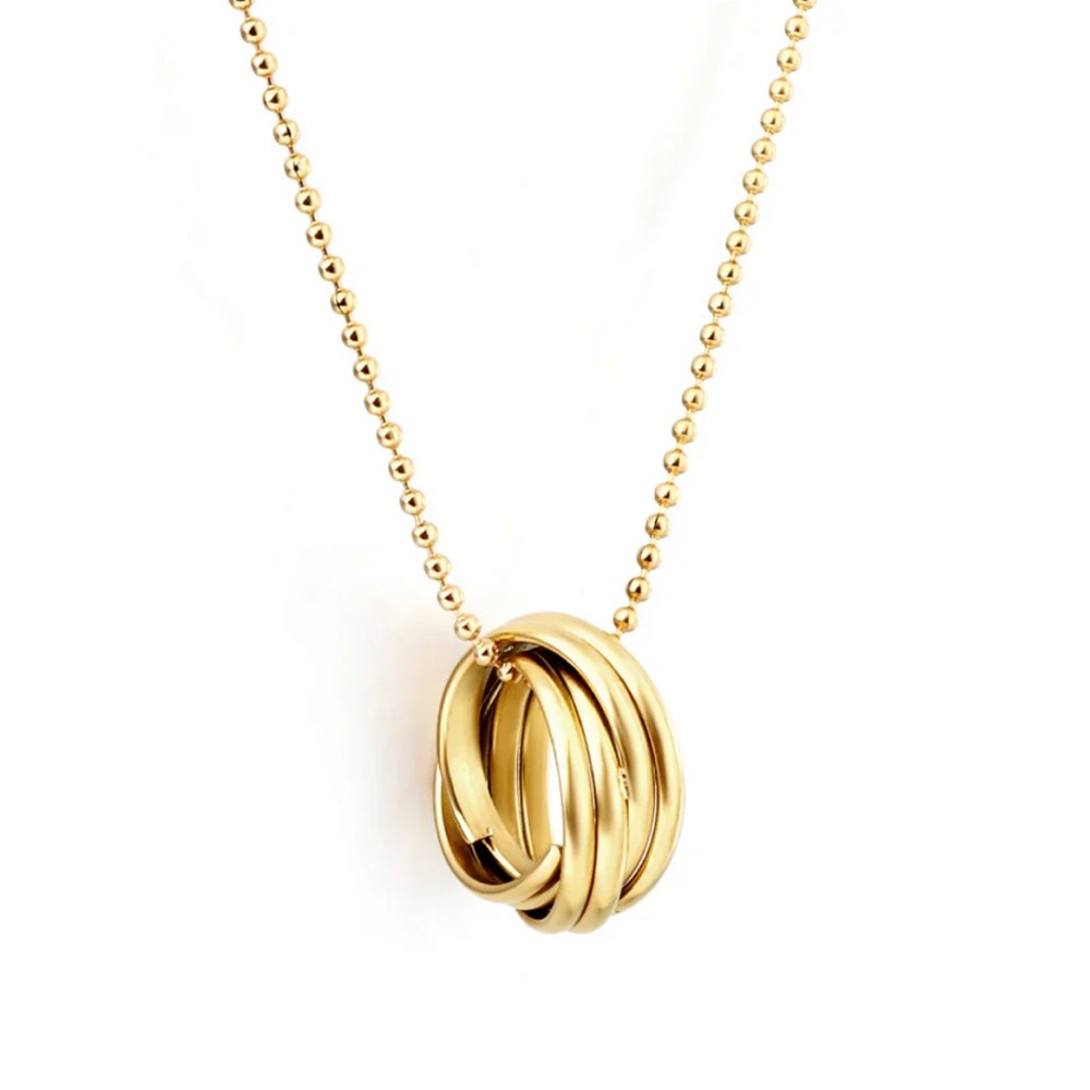 Stainless Steel Gold Color PVD Mixed Multiple Circles Necklace
